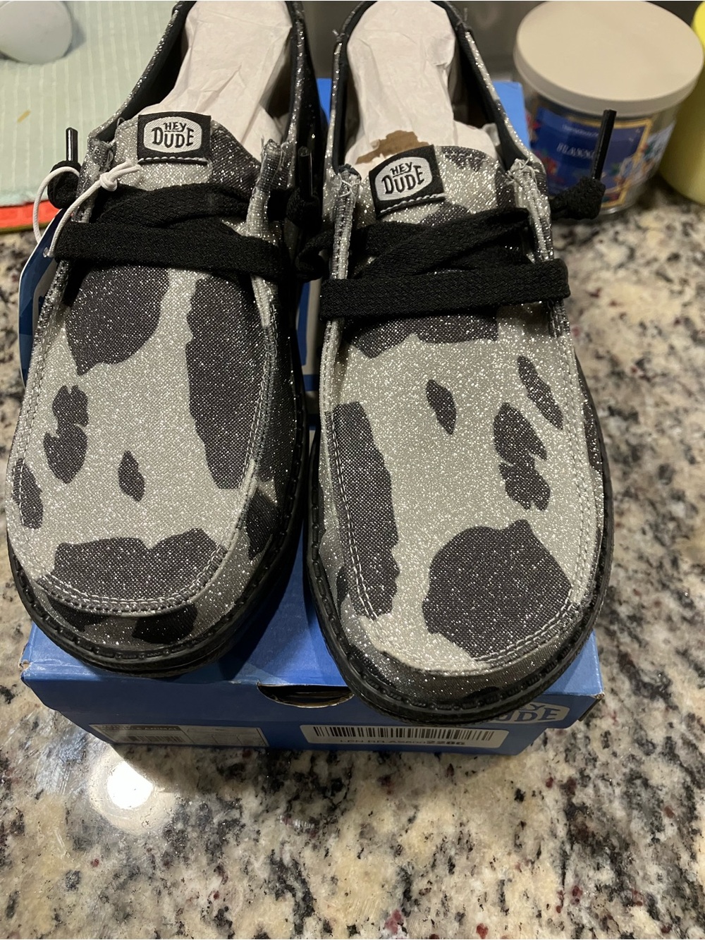 Hey Dude Glitter Camo Sneakers in Black and Silver women’s size 8 - Picture 5 of 6